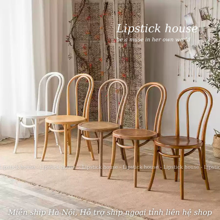 Ghế Gỗ Tự Nhiên Decor Studio Chụp Ảnh, Nội Thất Gỗ Cafe Và Homestay, Ghế Cafe Thonet 18 Gỗ Sồi Nhiều
