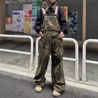 [Hàng chuẩn loại 1 - Có sẵn] Quần yếm jeans dài ống rộng phủ chân phối dây da họa tiết, Yếm bò nữ