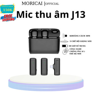 Micro Thu Âm Không Dây Cài Áo J13, Mic Thu Âm Livestream, Quay Video, Khử Tiếng Ồn, Khoảng Cách 20m