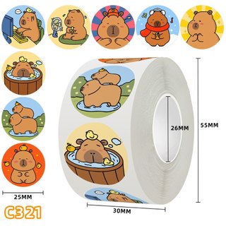 {có quà tặng} Tách lẻ 50-100 hình dán sticker Capybara (cắt từ cuộn)