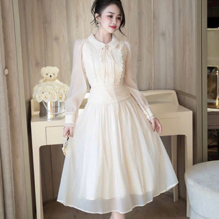 Váy maxi tơ mềm cổ bèo