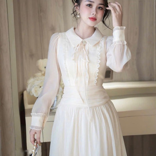 Váy maxi tơ mềm cổ bèo