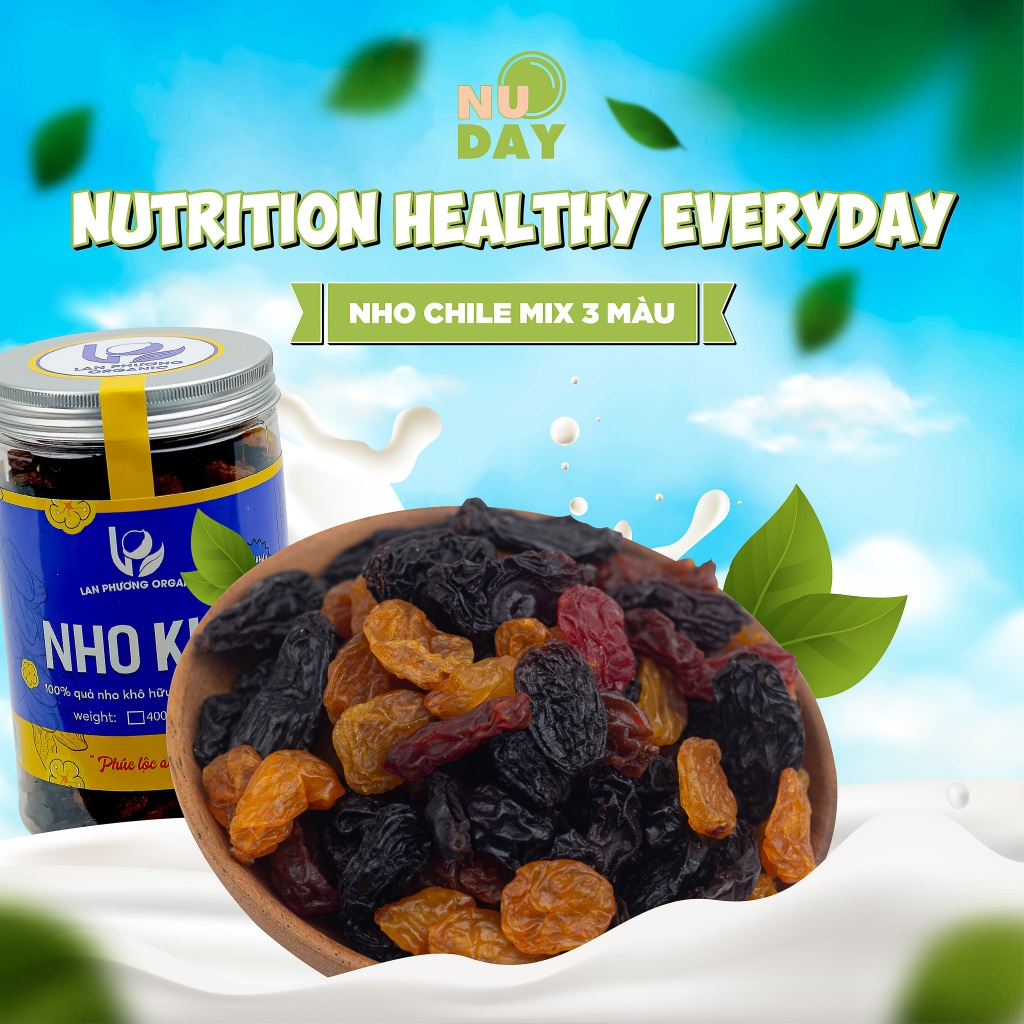 Nho Khô Chile Sấy - Nho Khô Mix 3 Màu Nho Vàng, Nho Đen Và Nho Đỏ By NUDAY