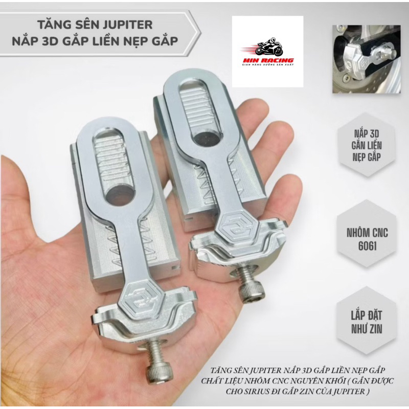 Nắp tăng sên Jupiter 3D gắn liền nẹp gắp nhôm CNC nguyên khối (Lắp được cho Sirius lên gắp Jupiter) 