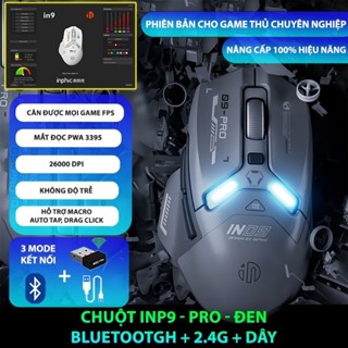 Chuột chơi game bluetooth không dây TEKKIN inphic IN9 pro Bluetooth5.0 Tri-mode PAW3395 26000dpi có app macro gundam