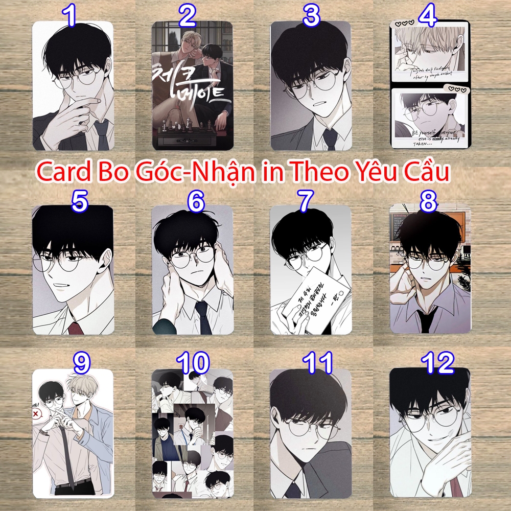 Ảnh thẻ card ảnh bo góc in hình checkmate Chiếu Tướng jung eunsung manhwa 5x8cm