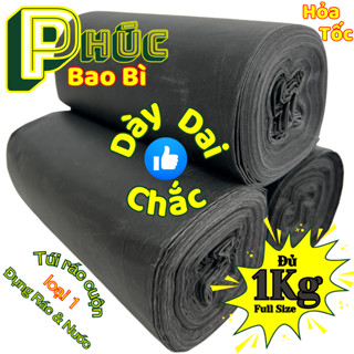 Túi Đựng Rác ĐEN (1kg) Bao rác loại 1 siêu DAI DÀY đựng được NƯỚC lẫn rác chất liệu HDPE thân thiện