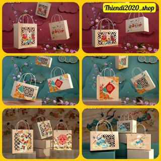  TDTET_SET 5-10 HỘP GIẤY ĐỰNG BÁNH DỨA BÁNH  KẸO TẾT  QUÀ TẶNG TẾT _ MẪU ĐÔNG HỒ _ MAI VÀNG 