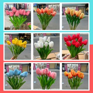 [10 BÔNG] Hoa Tulip Giả Decor Trang Trí Nhiều Màu - 10 Bông 1 bó