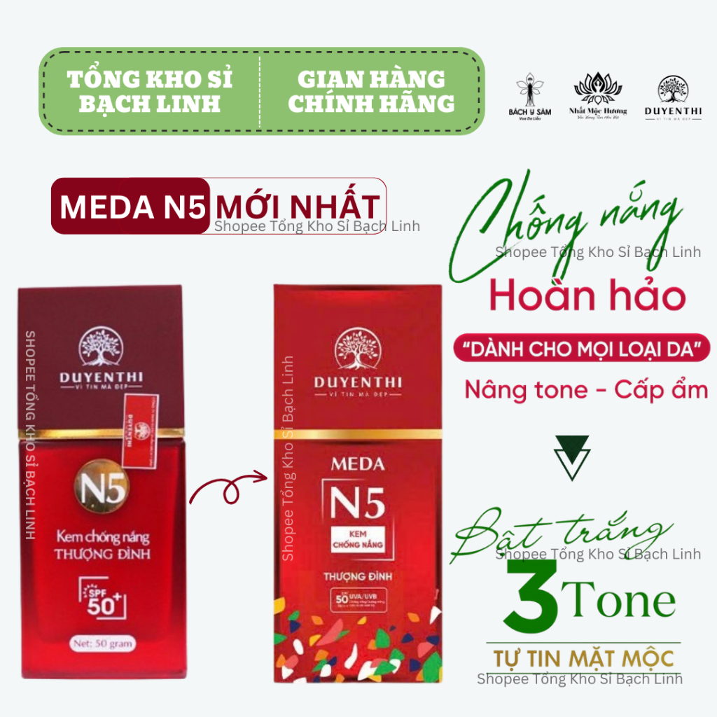 Kem Chống Nắng N5 Duyên Thị Bách Y Sâm 50ml - Kem Chống Nắng Thượng Đình MEDA N5 Duyên Thị