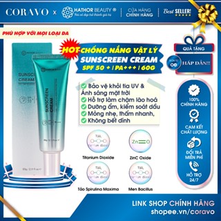 Kem chống nắng Sunscreen Cream SPF50+ PA++++ 3 IN 1 Thấm nhanh, không bóng dầu, bết bí Hathor Beauty 60g - Coravo