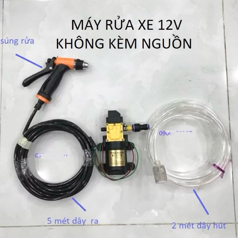 bộ rửa xe - máy rửa xe tăng áp 12v tiện lợi