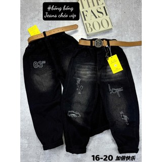  Quần JEANS đen rách QC BÉ TRAI cao cấp  16-46kg  Mã XL 