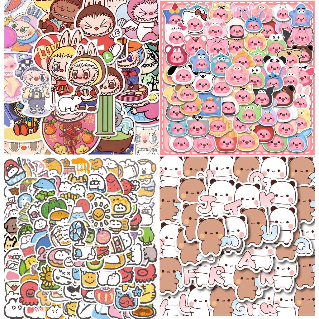 Bộ 100 tấm sticker hoạt hình mới nhất, Set 100 sticker hoạt hình ngộ nghĩnh xinh xắn