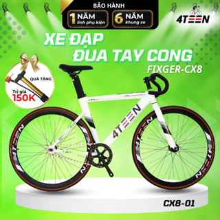 [MÃ SHOP 150K] [CX8-01] Xe Đạp Tay Cong Fixed Gear 4TEEN CX-8 Khung Nhôm Cao Cấp Thiết Kế Không Dây Phanh Bảo Hành 6 Năm