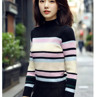  Áo len cổ lọ xuất Hàn cho nữ áo len mỏng cao cổ 