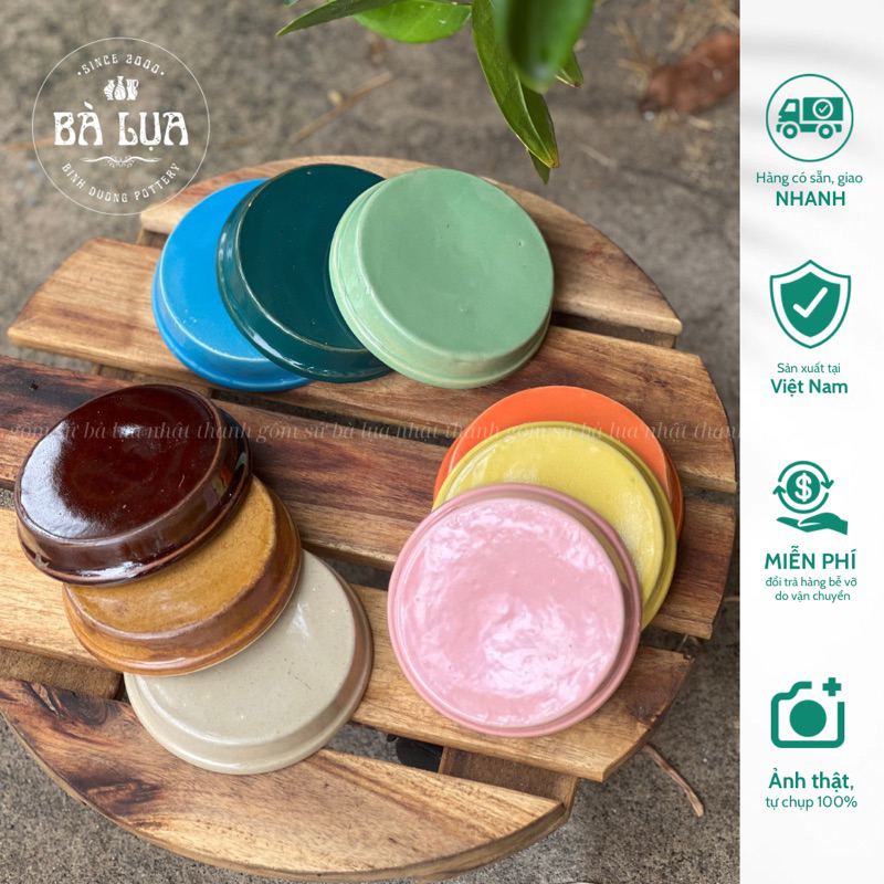 Nắp lu bia, dĩa lót đủ màu cho lu bia 500ml của gốm sứ Bà Lụa Nhật Thanh