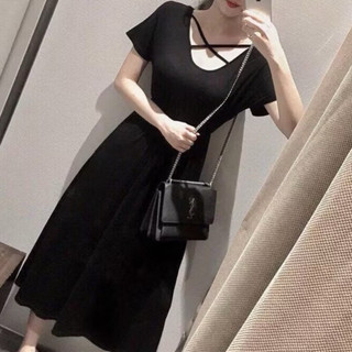 Đầm Maxi Đen Đan Dây Ngực Mặc Được 2 Kiểu