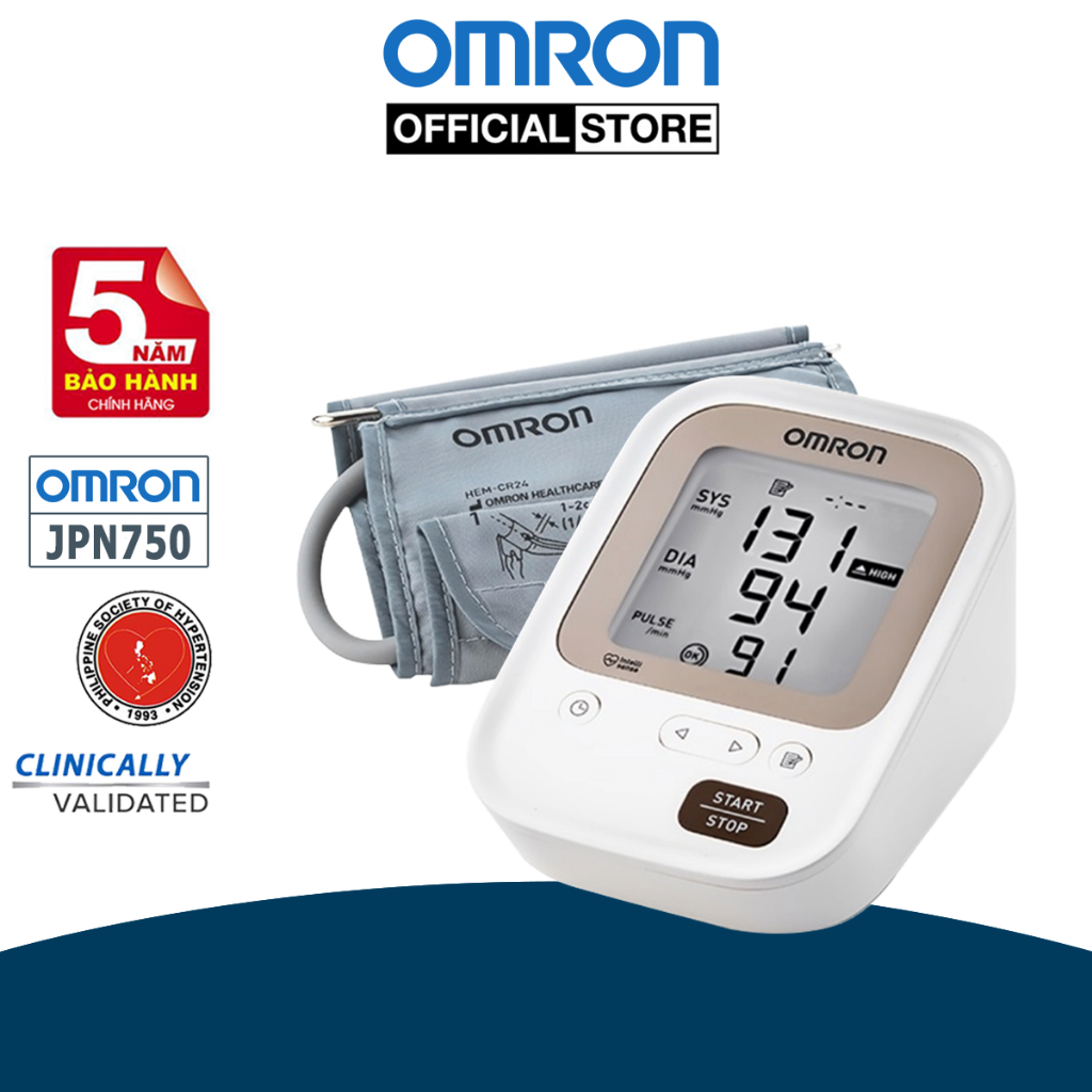 Máy Đo Huyết Áp Bắp Tay Omron JPN750 - Sản Xuất Tại Nhật Bản, Đo Chính Xác, Bảo Hành 5 Năm