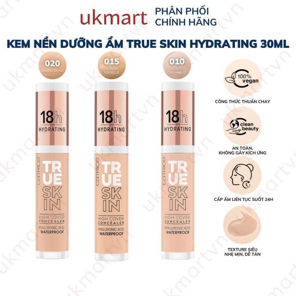Kem che khuyết điểm 18h Catrice True Skin High Cover Concealer 3 tone da 4,5ml