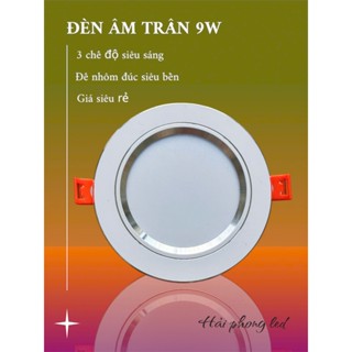 Đèn led âm trần đế đúc siêu mỏng 3 chế độ màu sáng, đèn âm trần downlight chống chói 9w phi 90 viền bạc, vàng đồng trọng
