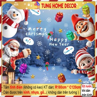 Decal noel 2025 dán cửa kính THD.6090 Phụ kiện trang trí giáng sinh Tấm Dán cửa 3d Noel