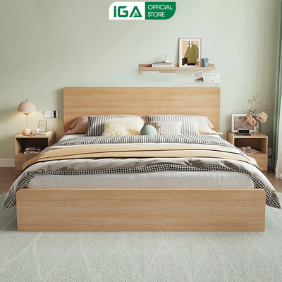 Giường ngủ 1.4/1.6/1.8m gỗ mdf phủ melamin chống xước thương hiệu IGA - Gp338