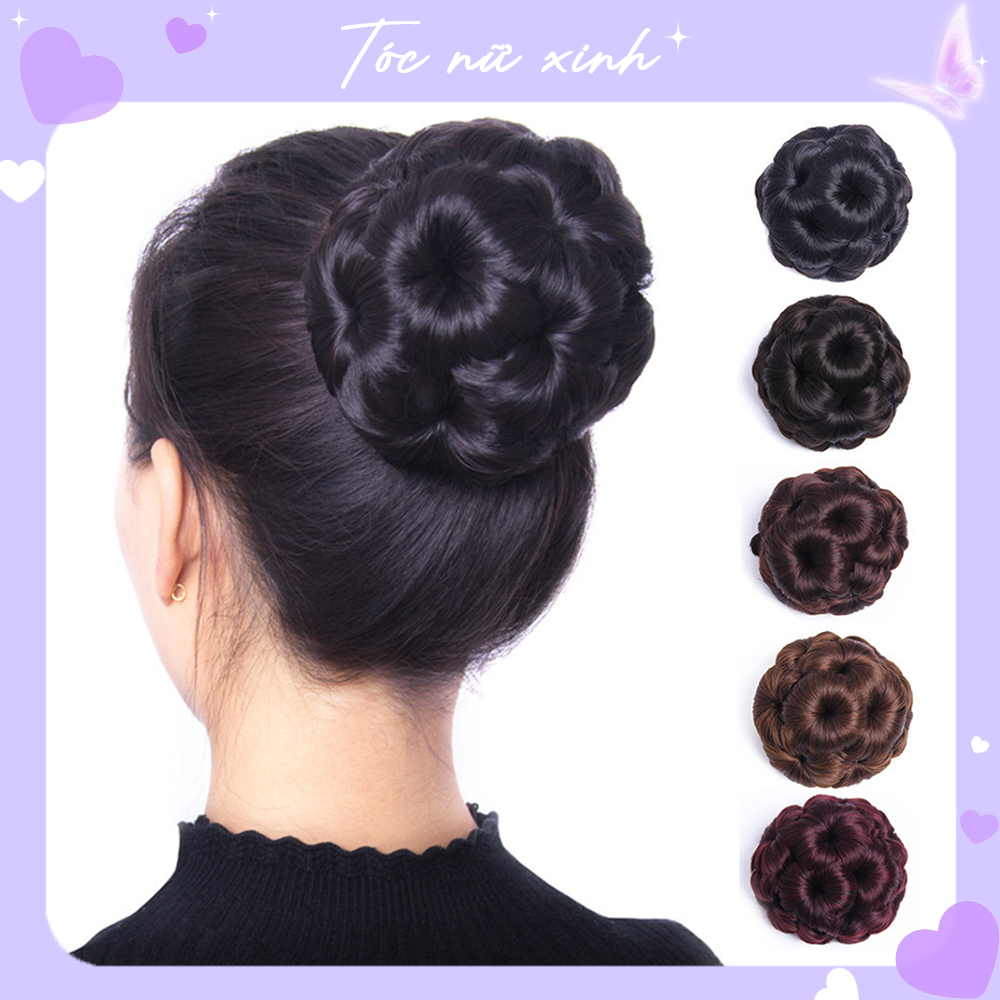 Búi tóc giả trung niên S07BU01 Tóc giả búi thời trang dầy dặn Búi tóc nữ đẹp Tóc giả búi nữ gọn gàng