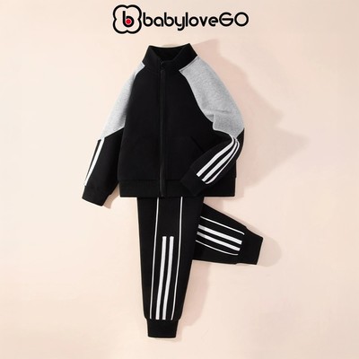 Bộ thu đông cho bé trai BabyloveGO mẫu mới 2026 đồ bộ nỉ cho bé áo khoác quần dáng thể thao năng động phối màu độc đáo