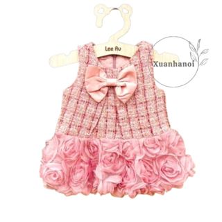 Váy bé gái, váy dạ hoa hồng diện nole diện tết 10-30kg XHN1633