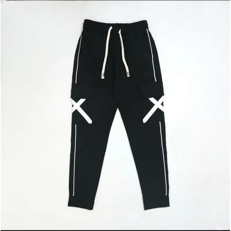 Quần jogger túi Hộp Nam ,Quần Chữ X phối 2 màu Trắng-Đen túi hộp 2 bên , Quần chữ X