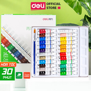  Màu Nước Acrylic Dạng Tuýp 12 18 24 Màu Tươi Sáng - Chống Nước - Màu Đặc Tươi Nhanh Khô - Vẽ Trên Mọi chất Liệu 