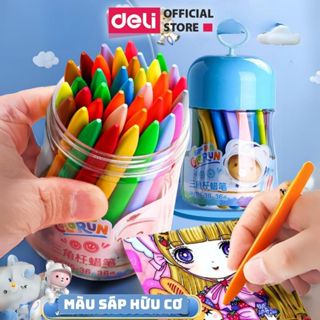 Bút Sáp Màu Hữu Cơ Cute Deli An Toàn Cho Bé Không Vấy Bẩn Tay Cho Bé Tô Màu Vẽ Tranh Mẫu Giáo Tiểu Học