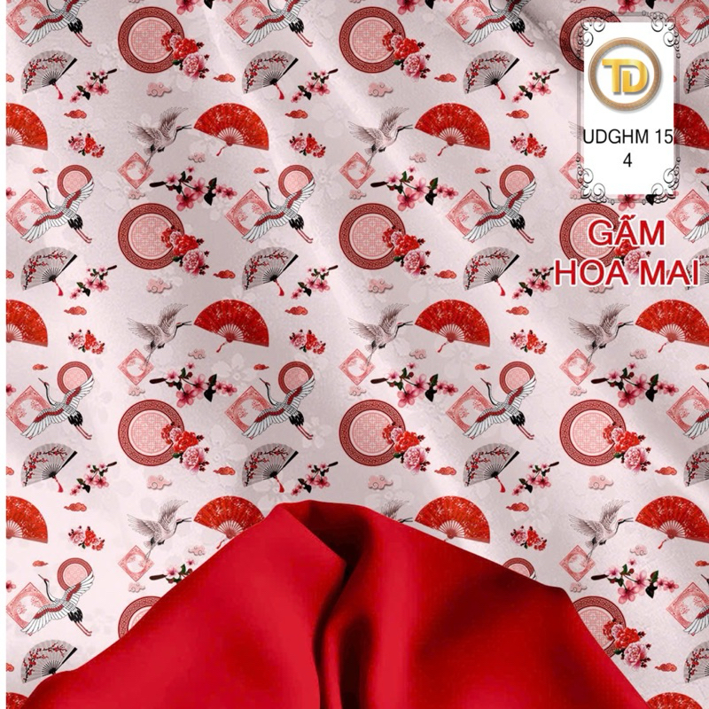 Tây Đô - Vải Áo Dài xuân (tết) Hoa Văn Hoạ Tiết Đều, Vải Gấm Hoa Mai