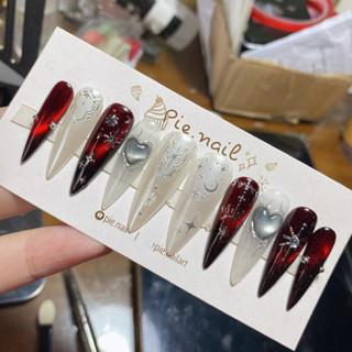 339. nail box đỏ mắt mèo, trắng tráng gương ánh trai sticker bạc