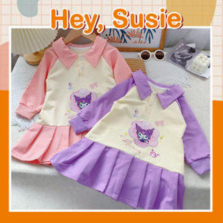 V3319- Váy Polo Xếp Ly Kuromi Tím/ Hồng Cho Bé Gái Size 9-20kg