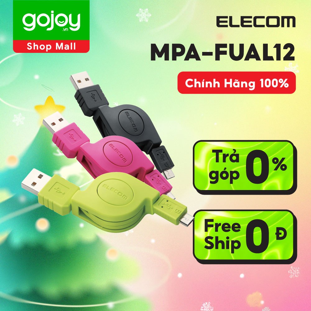 Dây cáp cuộn micro USB 2A 0,7m màu đen ELECOM MPA-AMBR2U07BK