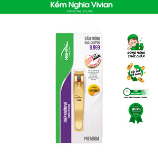 Bấm móng tay inox Kềm Nghĩa mạ vàng 24K lưỡi cong loại lớn B-999 (KE0725)