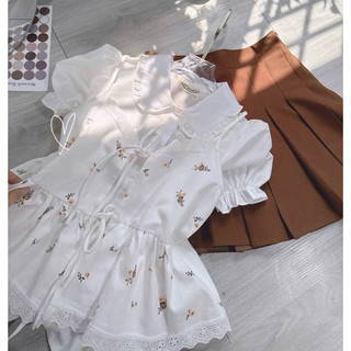 Set 3 món áo 2d + chân váy kaki 🎀