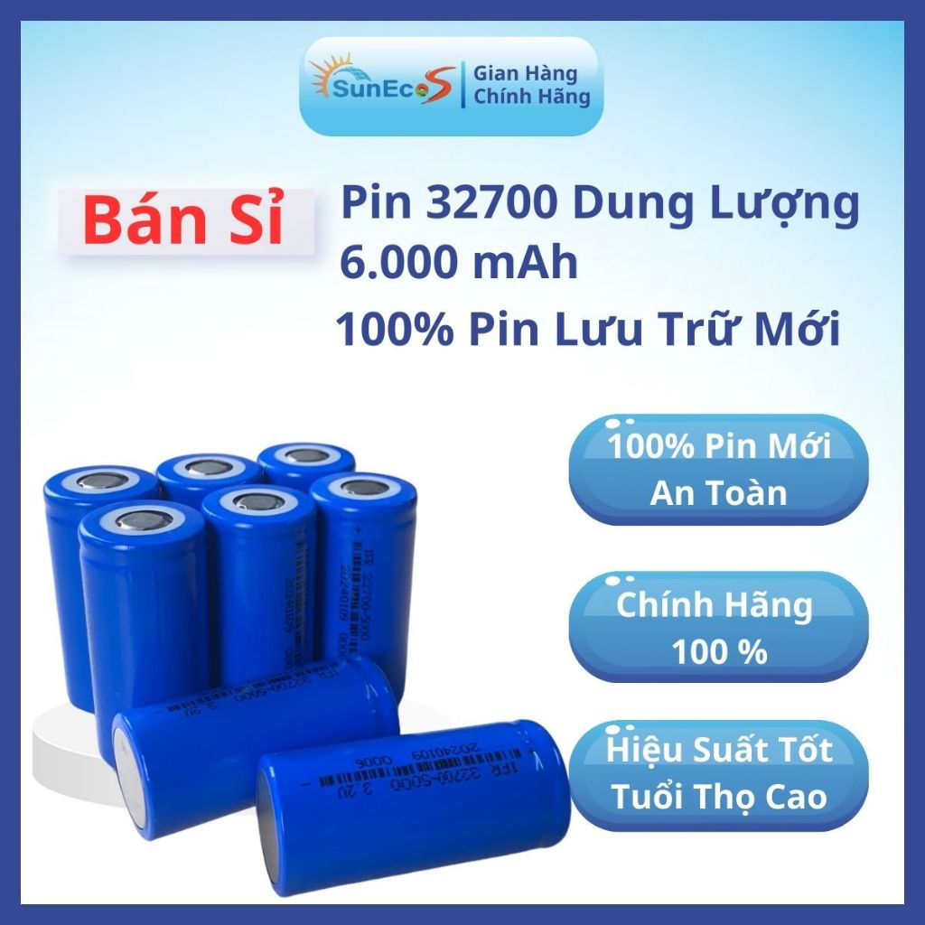 ĐỔ SỈ - BÁN BUÔN Pin Sạc 32700 Mới  Suneco Dùng Cho Đóng Bình Xe Máy, NLMT