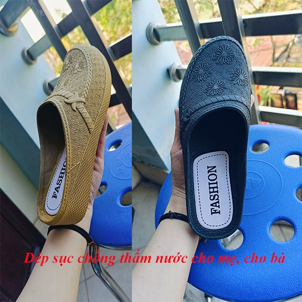 Dép nữ trung niên, dép cho mẹ, sục nhựa chống thấm nước cho mẹ