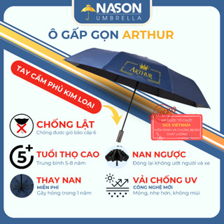 Ô tự động Nason Umbrella The Arthur tự động đóng mở 2 chiều, tay cầm phủ kim loại cao cấp màu Bronzo
