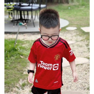   CÓ IN TÊN  Bộ áo bóng đá trẻ em MU đỏ cổ tim 2022 đủ size cho bé 8-65kg chất thun lạnh thoáng mát Top Kid 