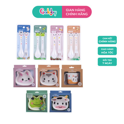 Khay, Bát, Muỗng, Nĩa Oasis Park chất liệu Melamine Hình Thú (Bò Sữa, Ếch, Thỏ, Mèo, Mây, Cà Rốt)