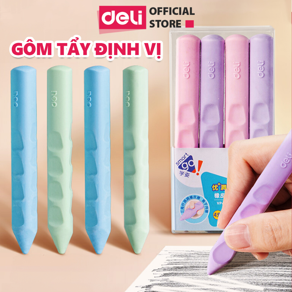 [SỐC 8K] Gôm Tẩy Định Vị Tẩy Bút Chì Deli Tẩy Sạch Sẽ Ít Vụn Không Mòn Giấy Phù Hợp Cho Học Sinh Văn