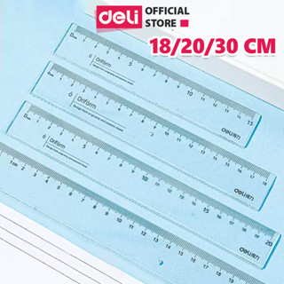  Thước kẻ trong suốt Deli - 18  20  30cm - Chất liệu PS bền chống trầy xước - Phù hợp với học sinh dân văn phòng học tập 