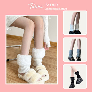  Vớ Tất Len Nữ Unisex Tất Ống Chân Phối Lông Mang Boot Hot Trend Giữ Ấm Thời Trang Hàn Quốc - Tatiho - Mã TV040 