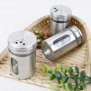 Lọ Đựng Gia Vị, Tăm, Muối, Tiêu Bằng Thủy Tinh Bọc Ngoài Inox 304 Lịch Sự