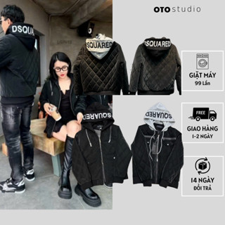 Áo khoác nam boy phố DSQ - Áo phao nam Mặc Siêu Ấm Pha Mũ Nỉ in Chữ DSQUARED Cao Cấp Hottrend 2024