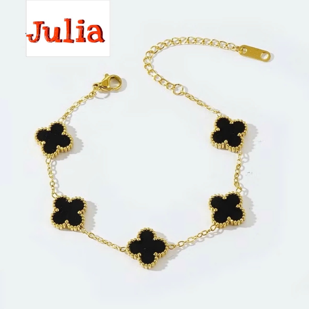 Vòng tay nữ CDE Five Four Leaf Clovers Bracelet Silver  JULIA001BL